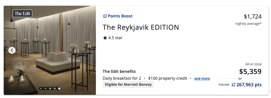 Chase Travel offer for The Reykjavik EDITION